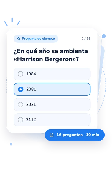 Test cuestionario sobre «Harrison Bergeron»: tarjeta con pregunta