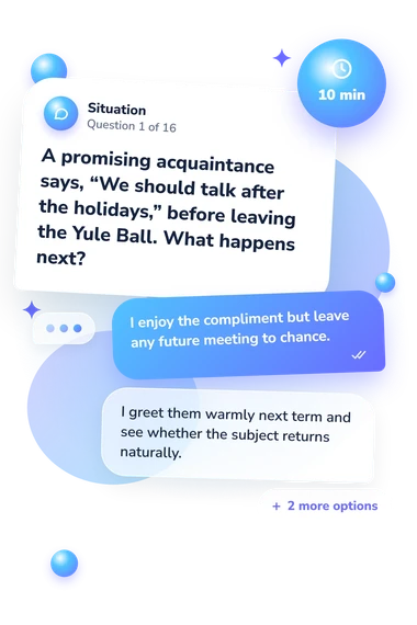 Harry Potter Yule Ball: situation and reply bubbles