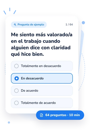 Quiz de lenguaje del amor: pregunta y respuestas Quiz de lenguaje del amor: tarjeta con pregunta