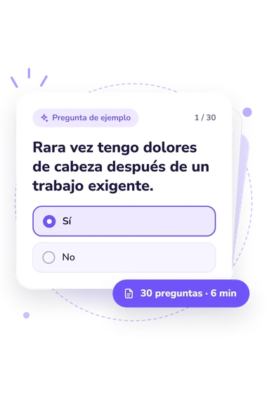 Test cuestionario de salud: tarjeta con pregunta