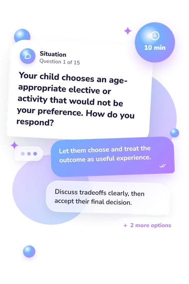Helicopter Parent Quiz: what would you do Helicopter Parent Quiz: situation and reply bubbles