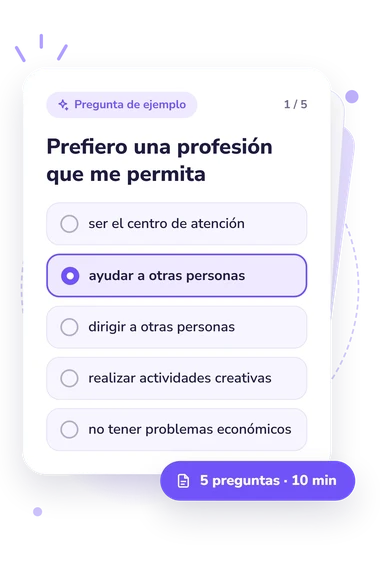 Test jerarquía de los motivos: pregunta y respuestas Test jerarquía de los motivos: tarjeta con pregunta