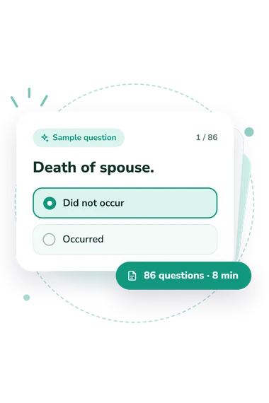 Social Readjustment Rating Scale (SRRS): sample question card