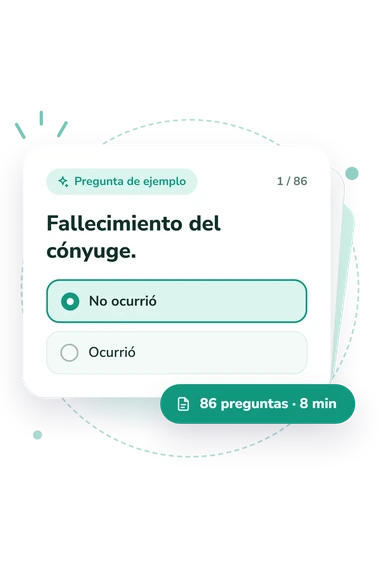 Test escala de evaluación: tarjeta con pregunta