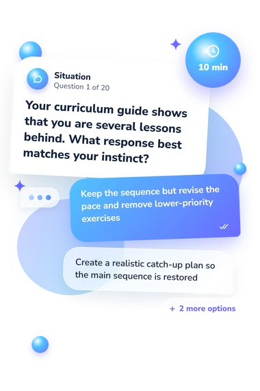 Homeschool Style Quiz: situation and reply bubbles