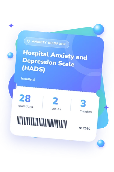 Hospital Anxiety and Depression: questions, scales and minutes Hospital Anxiety and Depression: test ticket with numbers