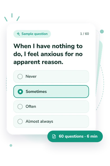 Counterdependency Scale Test: answers to choose from Counterdependency Scale Test: sample question card