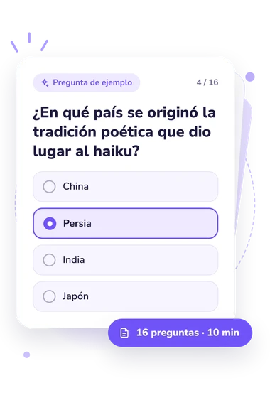 Test cuestionario: ¿Qué tan amplia: tarjeta con pregunta