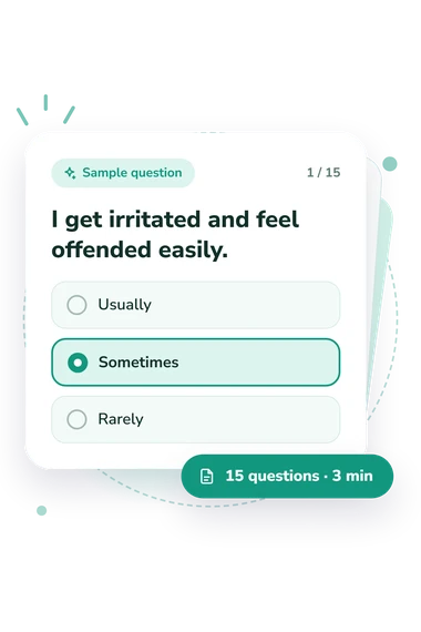 Stress Susceptibility Questionnaire Test: answers to choose from Stress Susceptibility Questionnaire Test: sample question card