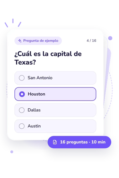 Test cuestionario: ¿Qué tan texano: tarjeta con pregunta