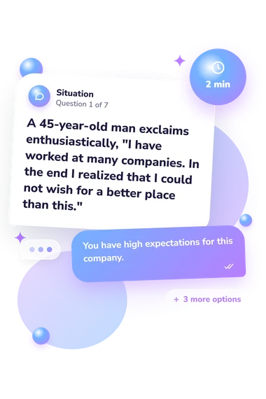 Interlocutor Listening Skills Assessment: situation and reply bubbles