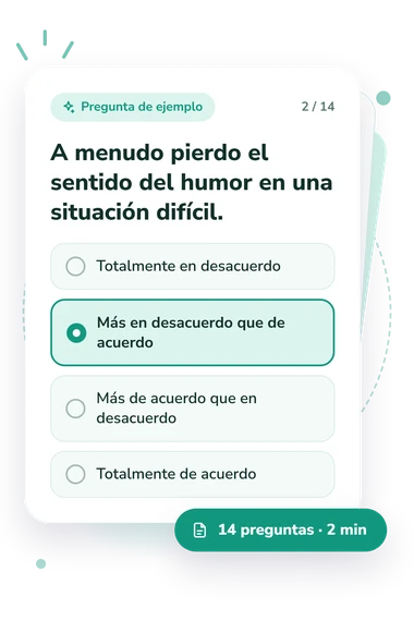 Test escala de afrontamiento mediante: pregunta y respuestas Test escala de afrontamiento mediante: tarjeta con pregunta