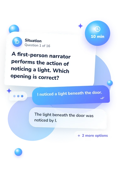 I vs Me Quiz: situation and reply bubbles