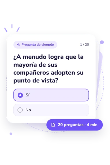 Test identificación de las tendencias: pregunta y respuestas Test identificación de las tendencias: tarjeta con pregunta
