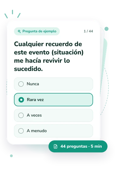 Test escala de evaluación: tarjeta con pregunta