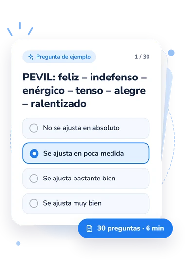 Test implícito de afecto positivo: pregunta y respuestas Test implícito de afecto positivo: tarjeta con pregunta