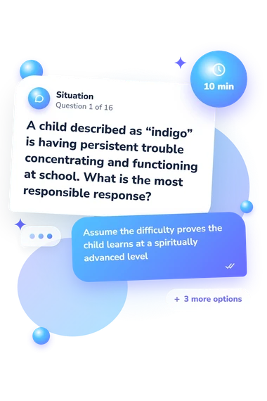 Indigo Child Quiz: situation and reply bubbles