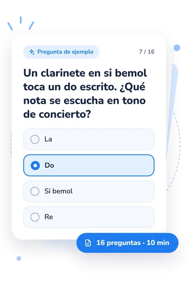 Test cuestionario sobre instrumentos musicales: tarjeta con pregunta