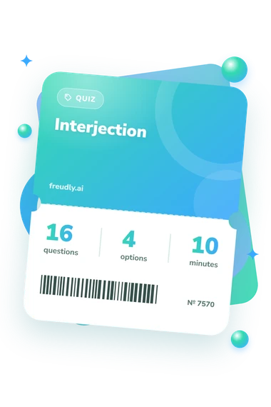 Interjection Quiz: questions, options and minutes Interjection Quiz: test ticket with numbers