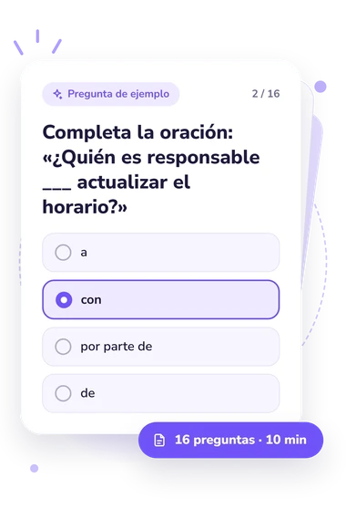Test cuestionario de inglés intermedio: pregunta y respuestas Test cuestionario de inglés intermedio: tarjeta con pregunta