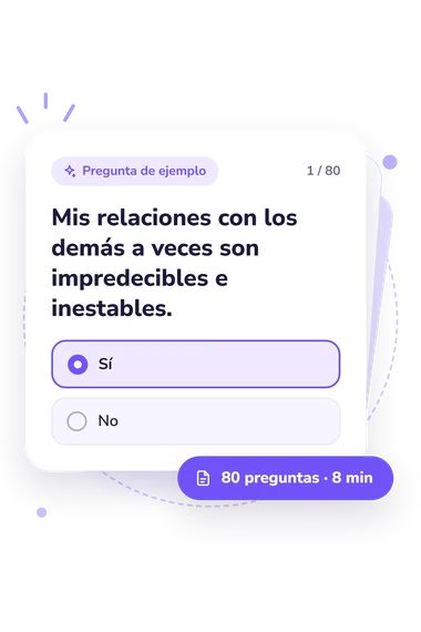 Prueba de agresividad interna: tarjeta con pregunta