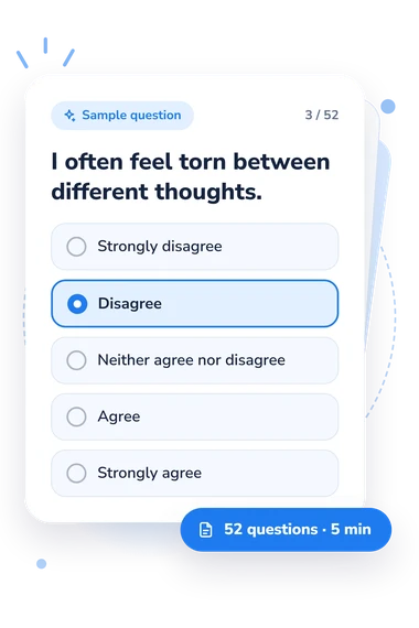 Internal Dialogic Activity Scale: answers to choose from Internal Dialogic Activity Scale Test: sample question card