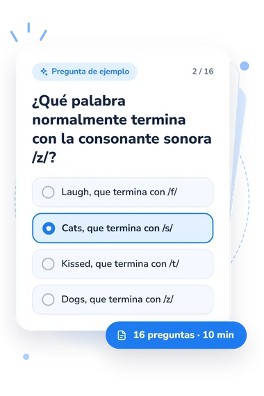 Test cuestionario sobre el AFI: tarjeta con pregunta