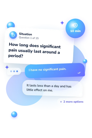 Is My Period Pain: situation and reply bubbles