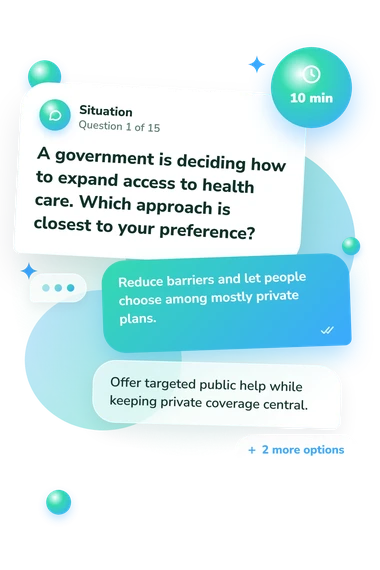 iSideWith Political Quiz: what would you do iSideWith Political Quiz: situation and reply bubbles