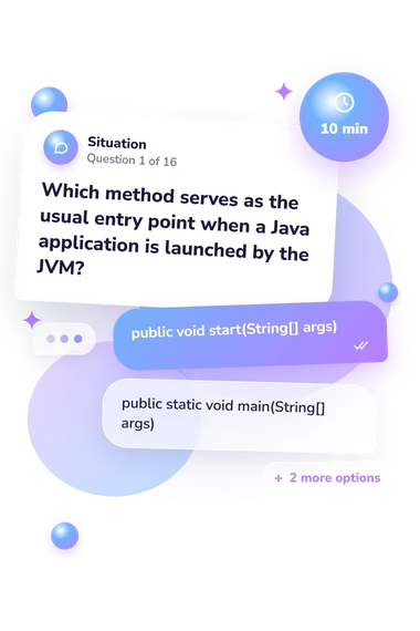 Java Quiz for Beginners: what would you do Java Quiz for Beginners: situation and reply bubbles