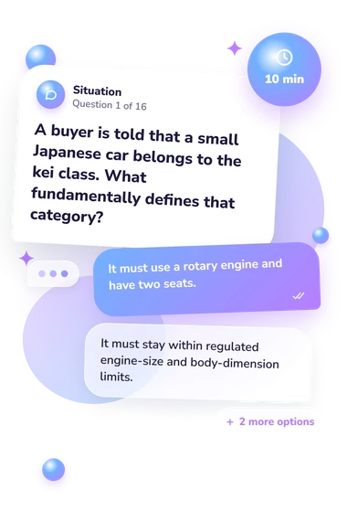 JDM Car Quiz: situation and reply bubbles