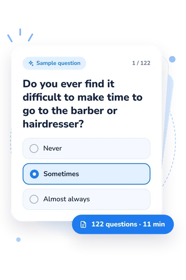 Jenkins Activity Survey (JAS) Test: sample question card