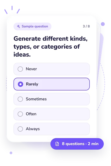 Johnson Creativity Questionnaire Test: answers to choose from Johnson Creativity Questionnaire Test: sample question card