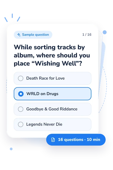Juice WRLD Quiz: sample question card