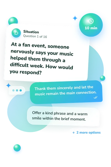 K-Pop Personality Quiz: situation and reply bubbles