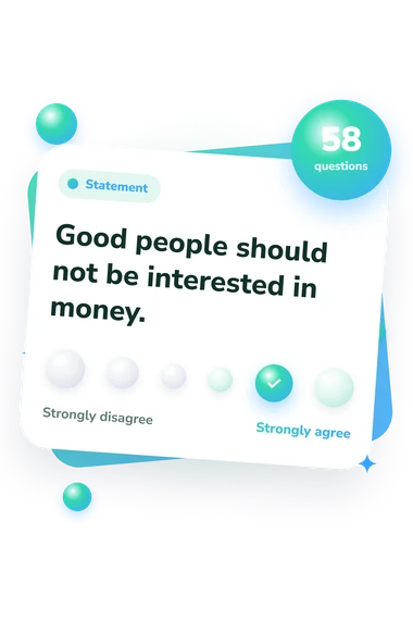 Klontz Money Attitudes Questionnaire: from disagree to agree Klontz Money Attitudes Questionnaire Test: agreement scale card