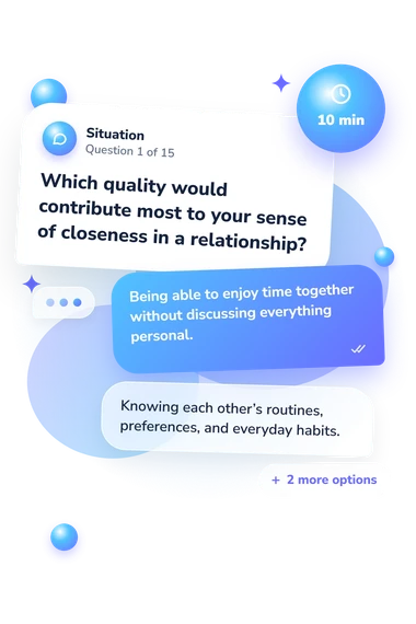 Know and Love Personality: situation and reply bubbles