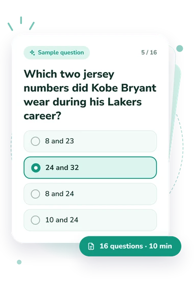 Kobe Bryant Quiz: sample question card