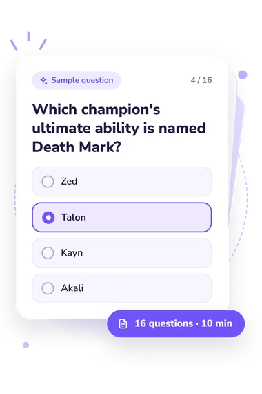 League Ability Quiz: sample question card