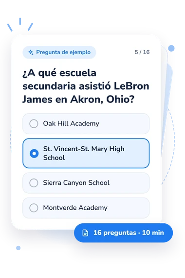 Quiz sobre LeBron James: tarjeta con pregunta