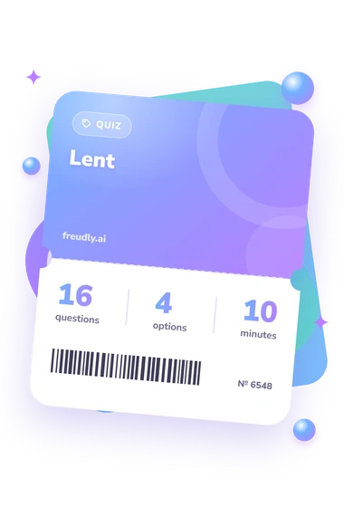 Lent Quiz: questions, options and minutes Lent Quiz: test ticket with numbers