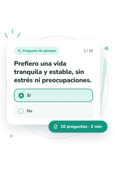 Test nivel de orientación emocional: pregunta y respuestas Test nivel de orientación emocional: tarjeta con pregunta