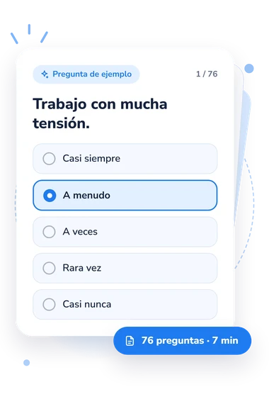 Test nivel de astenia neurótica: pregunta y respuestas Test nivel de astenia neurótica: tarjeta con pregunta