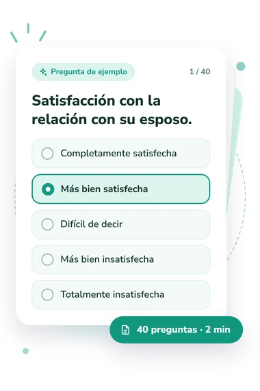 Test nivel de frustración social: pregunta y respuestas Test nivel de frustración social: tarjeta con pregunta