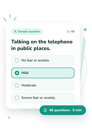 Liebowitz Social Anxiety Scale (LSAS): sample question card