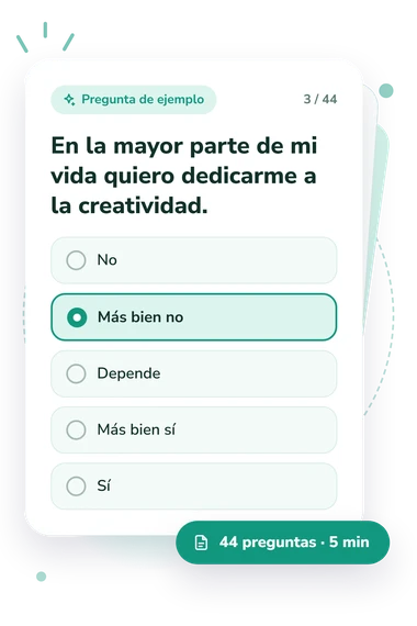 Test propósito de vida: pregunta y respuestas Test propósito de vida: tarjeta con pregunta