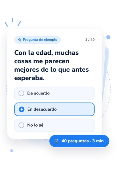 Test índice de satisfacción: tarjeta con pregunta