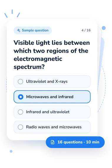 Light Quiz: answers to choose from Light Quiz: sample question card