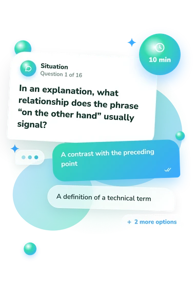 Listening Quiz: situation and reply bubbles