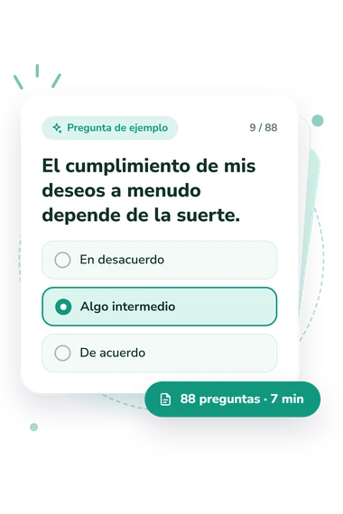 Test locus de control: pregunta y respuestas Test locus de control: tarjeta con pregunta